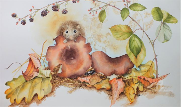 Peinture intitulée "" Festin d'Octobre "" par Solveig Gnéma-Richard, Œuvre d'art originale, Aquarelle