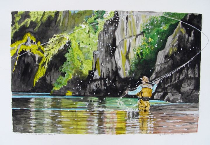 Peinture intitulée "coyhaique-chili.jpg" par Rg, Œuvre d'art originale, Aquarelle