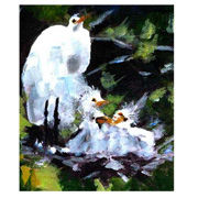 Painting titled "SALE Snowy Egret an…" by Riche Robertson, Original Artwork, Oil