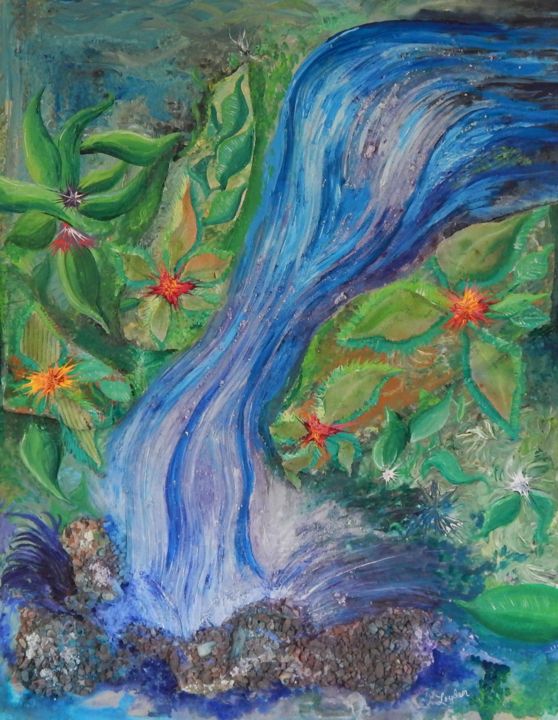 Painting titled "Falling Water" by Rich Leyden, Original Art, Acrylic
