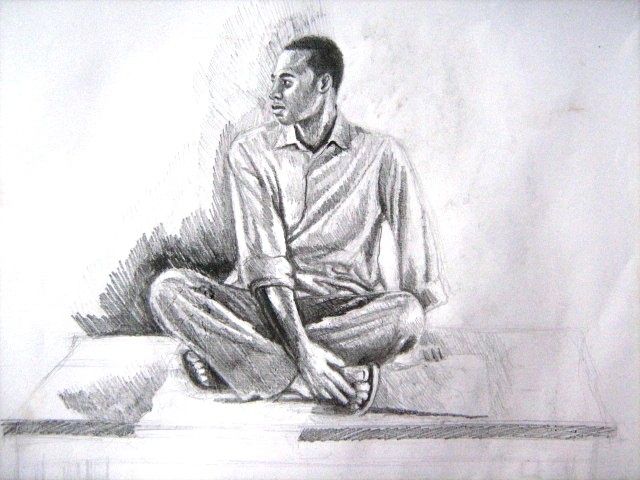 Dessin intitulée "Figure drawing" par Richard-Elekwa, Œuvre d'art originale
