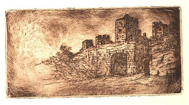 Printmaking titled "Castle Ruins" by Rick Bulman, Original Artwork