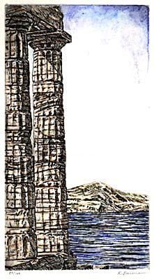 Printmaking titled "Columns Sounion" by Rick Bulman, Original Artwork