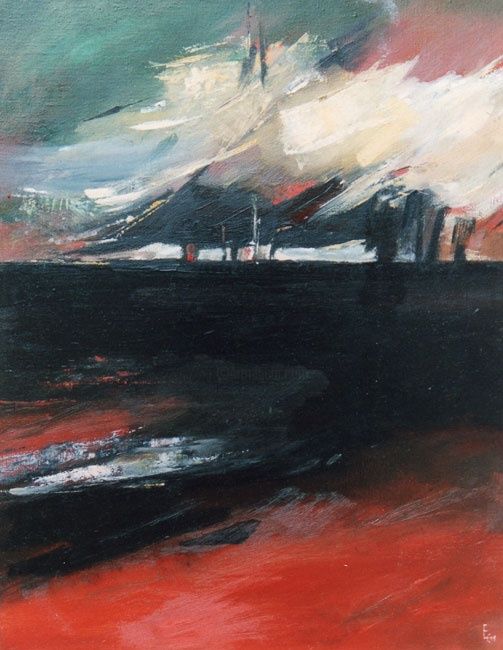 Painting titled "E.CH--las-czerwony.…" by Elzbieta Chojak-Mysko, Original Artwork
