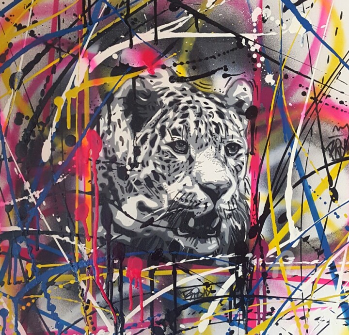 Painting titled "Roar" by Ricky 400ml, Original Artwork, Acrylic Mounted on Wood Stretcher frame