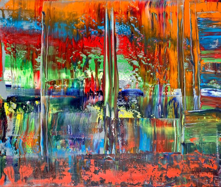 The locomotive - Abstract Oil Painting - RM 809 - 16 Painting by Rico  Mocellin | Artmajeur