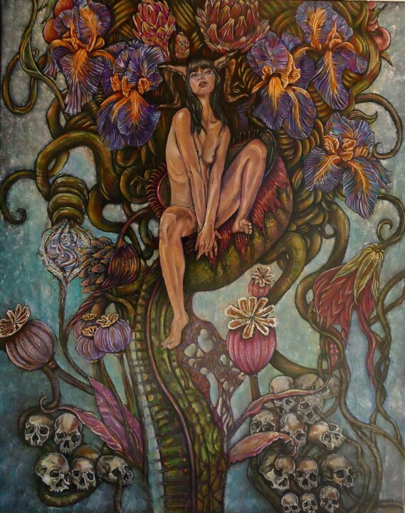 Картина под названием "Succube" - Ricou', Подлинное произведение искусства, Акрил Установлен на Деревянная рама для носилок