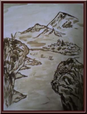 Pittura intitolato "Estampe Japonaise" da Rachida Mahiout, Opera d'arte originale