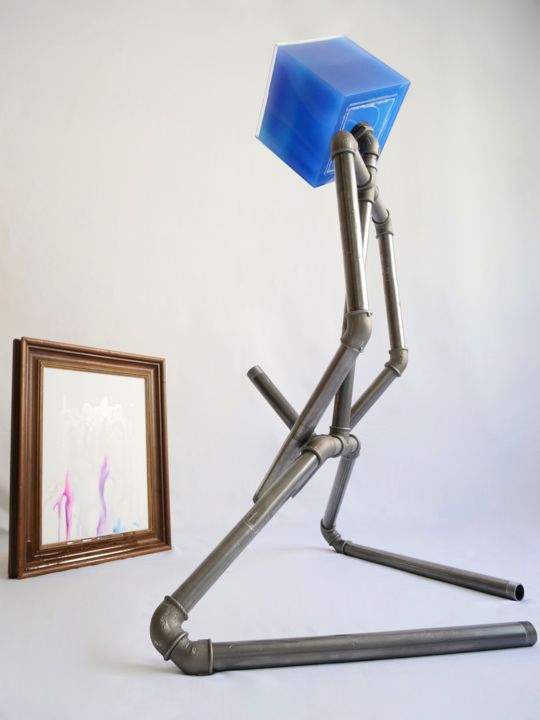 Skulptur mit dem Titel "Creative Orgasm" von Anis Rieb, Original-Kunstwerk, Metalle