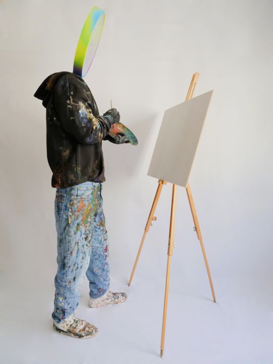 Sculpture titled "Artist" by Anis Rieb, Original Art, Wire