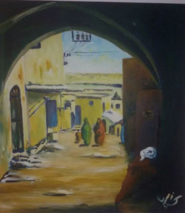 Pittura intitolato "Old city entrance" da Zakaria Rifki, Opera d'arte originale, Acrilico