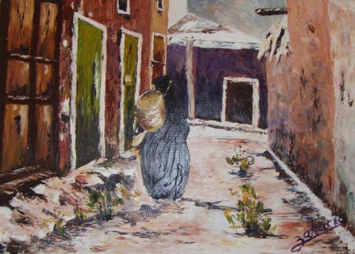 Painting titled "Old way" by Zakaria Rifki, Original Artwork, Oil