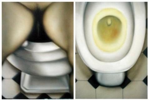 Malarstwo zatytułowany „En el baño I y II” autorstwa Rigel Herrera, Oryginalna praca