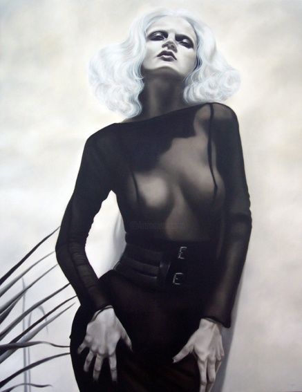 Painting titled "Black Dahlia, my da…" by Rigel Herrera, Original Artwork