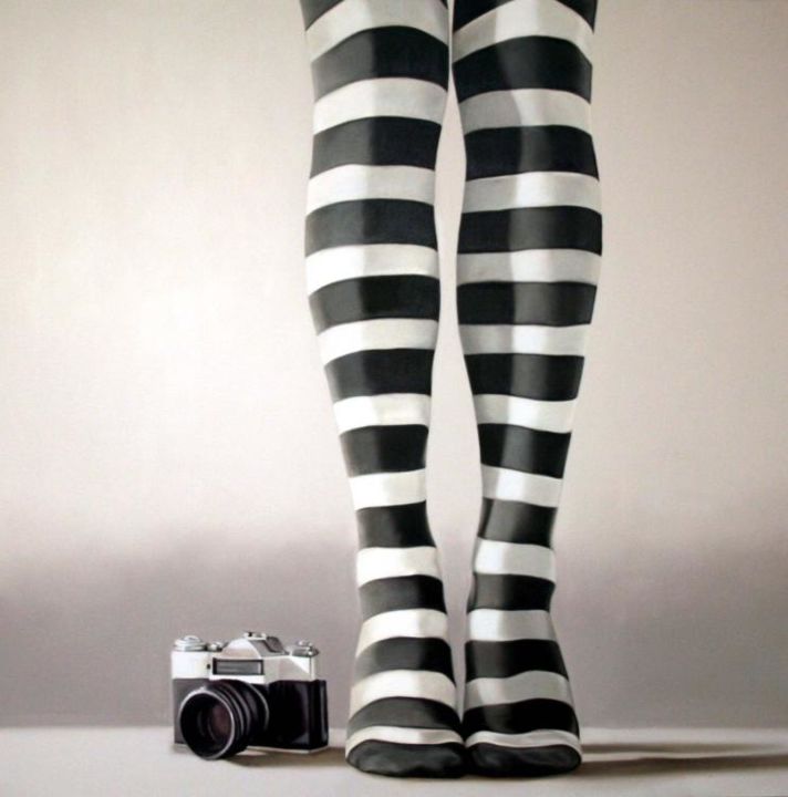Картина под названием "Zebra con cámara" - Rigel Herrera, Подлинное произведение искусства