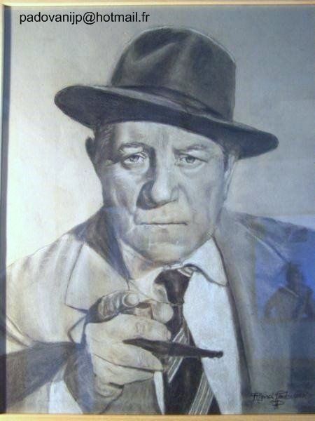 Dessin intitulée "Jean Gabin" par A Volpa, Œuvre d'art originale, Autre