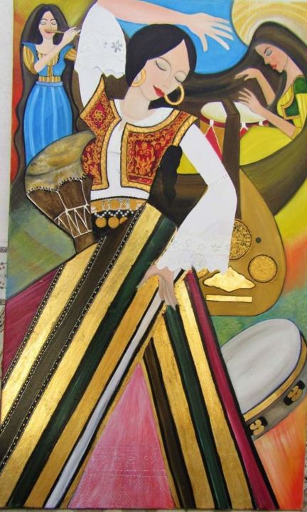 Peinture intitulée "Dance" par Rihab Blrs, Œuvre d'art originale, Huile Monté sur Châssis en bois