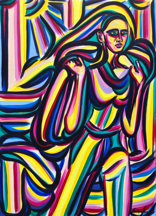 Painting titled "Going to..." by Riina Sirel, Original Artwork, Acrylic