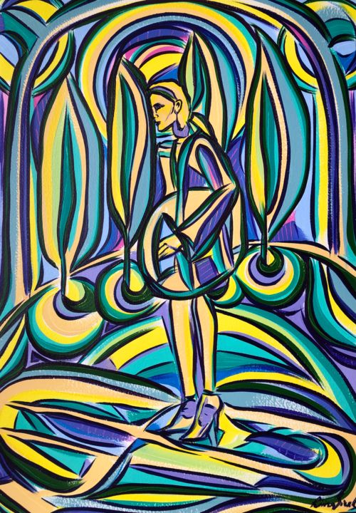 Peinture intitulée "Quiet in the meadow" par Riina Sirel, Œuvre d'art originale, Acrylique