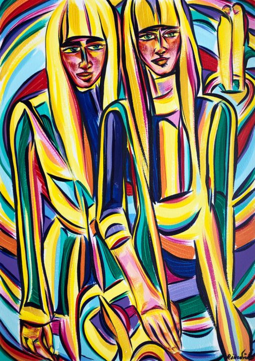 Peinture intitulée "Looking within" par Riina Sirel, Œuvre d'art originale, Acrylique