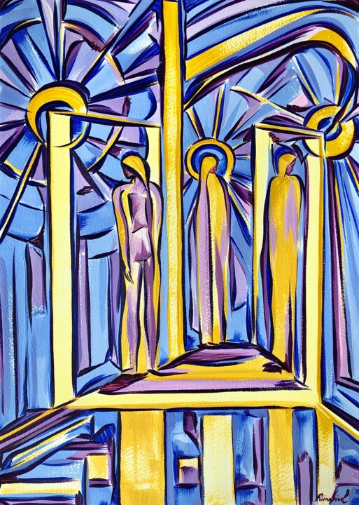 Malerei mit dem Titel "Trinity" von Riina Sirel, Original-Kunstwerk, Acryl
