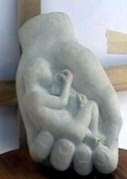 Sculpture titled "In the hand of God.…" by Rika, Original Artwork, Stone