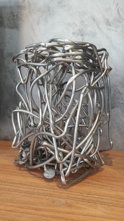 Sculpture titled "KOSMOS" by Rikenrob'S, Original Artwork, Stainless Steel