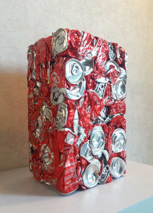 Sculpture titled "Coca² - Compression…" by Rikenrob'S, Original Artwork, Metals