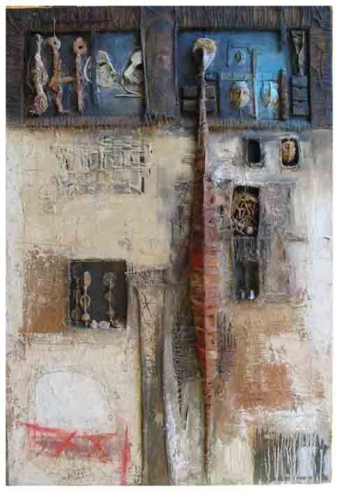 Peinture intitulée "La case aux fétiches" par Philippe Rillon, Œuvre d'art originale
