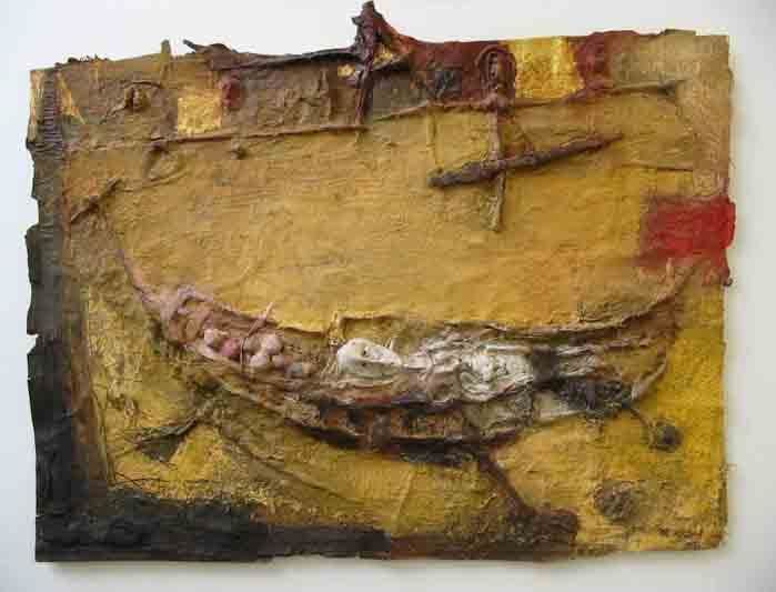Schilderij getiteld "Le bateau ivre" door Philippe Rillon, Origineel Kunstwerk, Olie