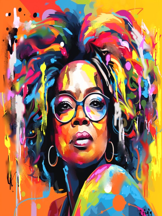 Arte digital titulada "Oprah the color of…" por Rim'S, Obra de arte original, Pintura Digital Montado en Bastidor de camilla…