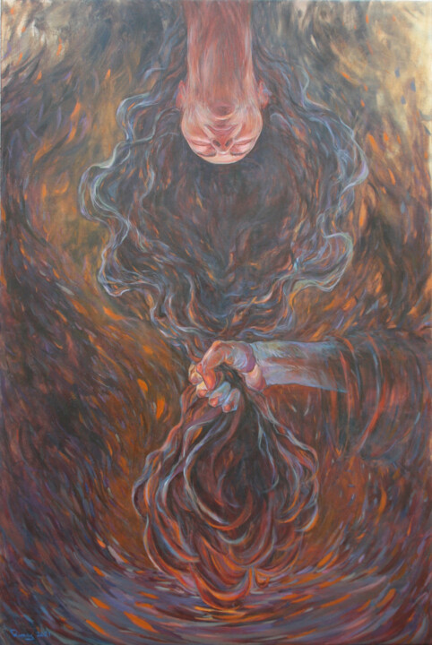 Painting titled "Downfall and salvat…" by Rima Azatyan, Original Artwork, Oil