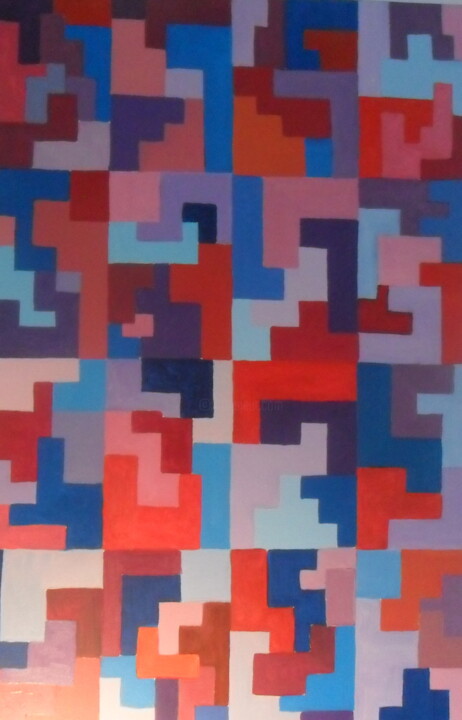 Peinture intitulée "Broken rectangles" par Ricardo Martinez, Œuvre d'art originale, Huile