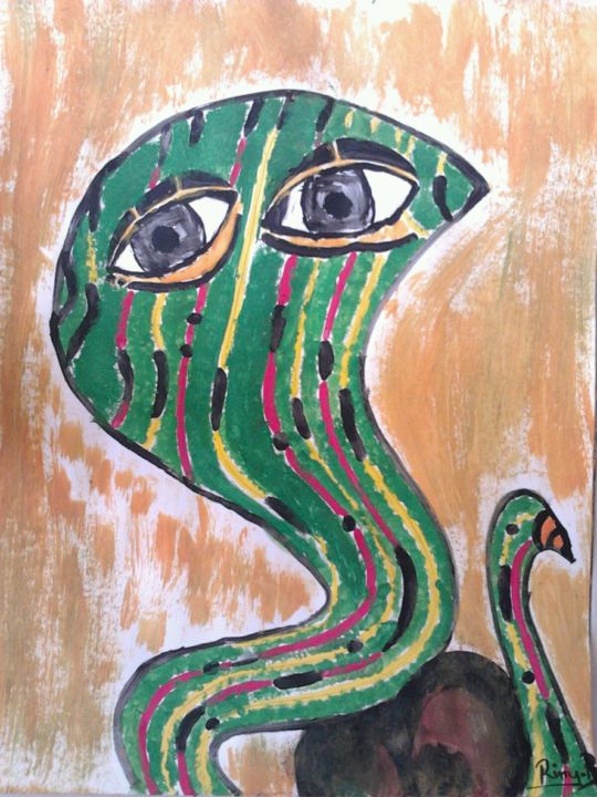 Painting titled "Cobra" by Rim Belabdi, Original Artwork, Oil
