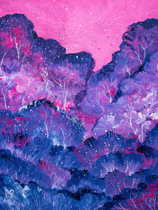 Painting titled "CORAL REEF - pink p…" by Rimma Savina, Original Artwork, Acrylic Mounted on Wood Stretcher frame
