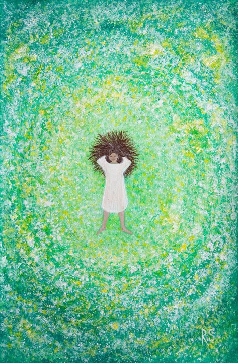 Malerei mit dem Titel "RELAX, girl lying o…" von Rimma Savina, Original-Kunstwerk, Acryl