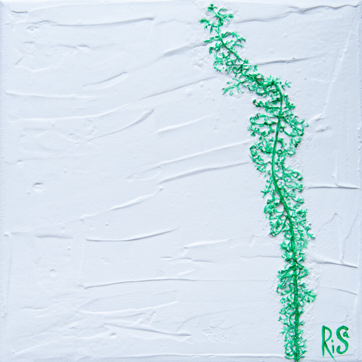 Painting titled "Yarrow 1 - dried pl…" by Rimma Savina, Original Artwork, Plaster Mounted on Wood Stretcher frame