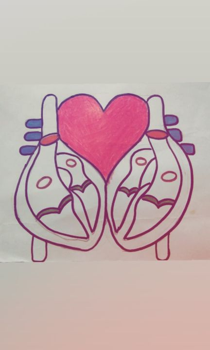 Painting titled "Combo of two hearts" by Rimsha Shakeel, Original Artwork, Marker