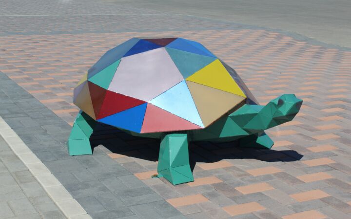 Rzeźba zatytułowany „Черепаха полигональ…” autorstwa Римский Мастер, Oryginalna praca, Metale