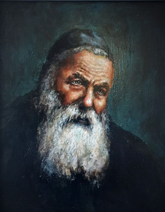 Malerei mit dem Titel "Rabbi Isaac Jacob R…" von Rimvydas Kviklys, Original-Kunstwerk, Öl