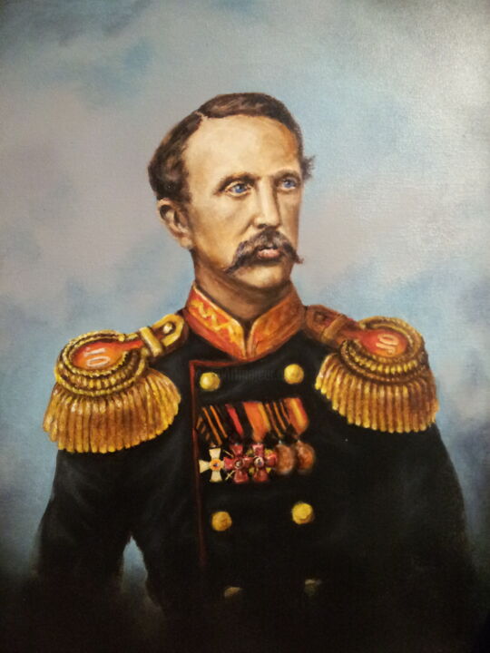 Painting titled "Vladymir Veriovkin…" by Rimvydas Kviklys, Original Artwork, Oil Mounted on Wood Stretcher frame