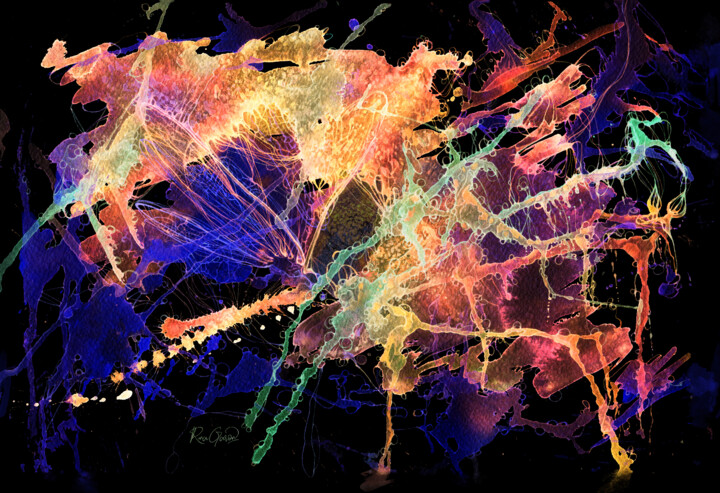 Peinture intitulée "Dragonfly. Nocturno" par Rina Garon, Œuvre d'art originale, Peinture numérique
