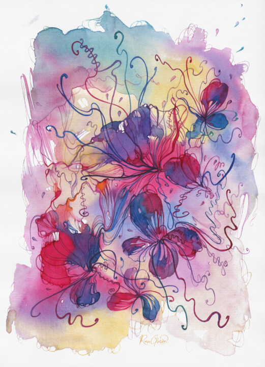 Painting titled "Vivaldi Summer III.…" by Rina Garon, Original Artwork, Watercolor