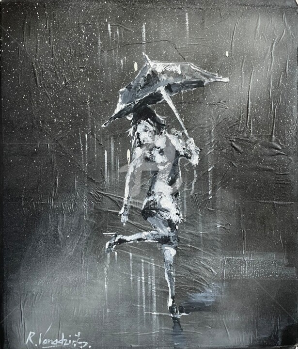 Ζωγραφική με τίτλο "Rain" από Rinalds Vanadzins, Αυθεντικά έργα τέχνης, Ακρυλικό