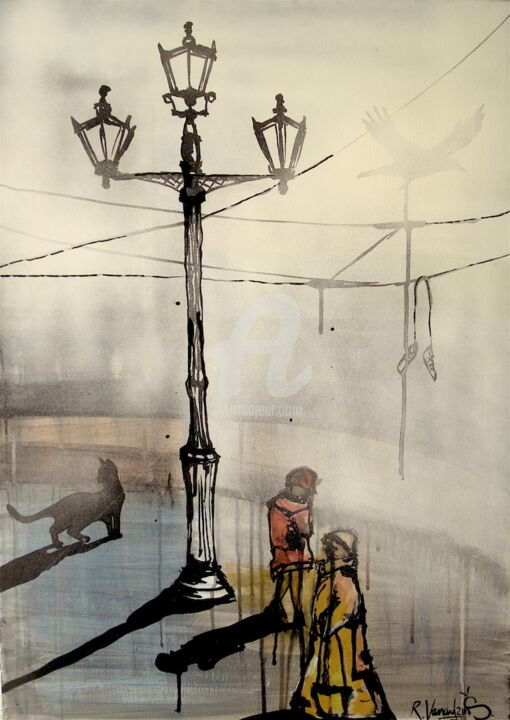 Painting titled "Fog" by Rinalds Vanadzins, Original Artwork, Acrylic