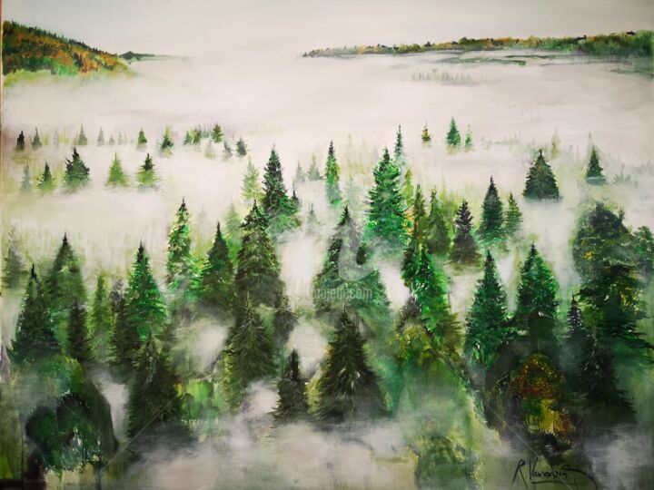 Painting titled "Forest" by Rinalds Vanadzins, Original Artwork, Acrylic