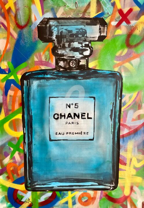 Baby Blue Chanel No 5 Paris Parfum Wall Art