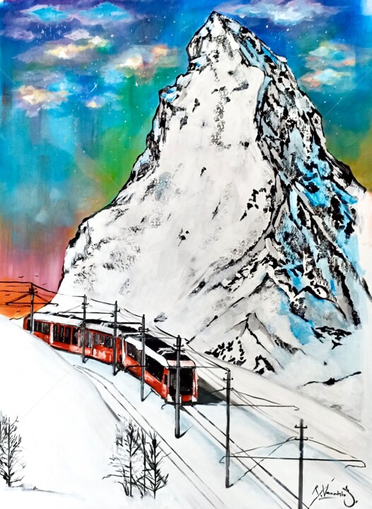 Pittura intitolato "Train" da Rinalds Vanadzins, Opera d'arte originale, Acrilico