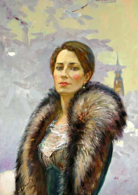 Pintura intitulada "Portrait de Marion" por Rinat Animaev, Obras de arte originais