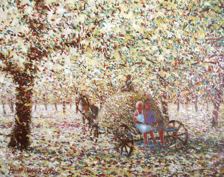 Painting titled "Теплая осень. Autom…" by Rinat Gayaliev, Original Artwork, Oil
